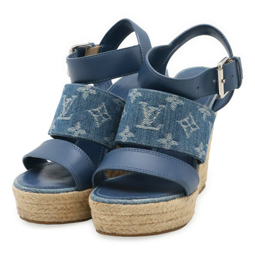 Louis Vuitton Monogram Denim Wedge Sandals