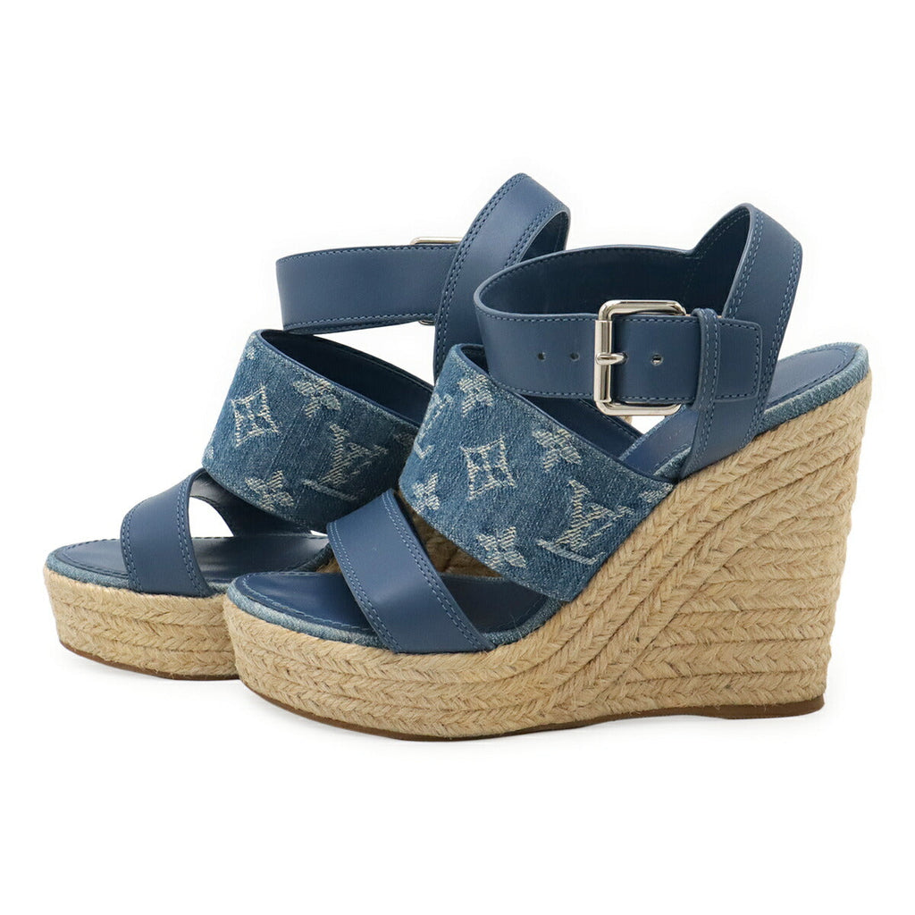 Louis Vuitton Monogram Denim Wedge Sandals