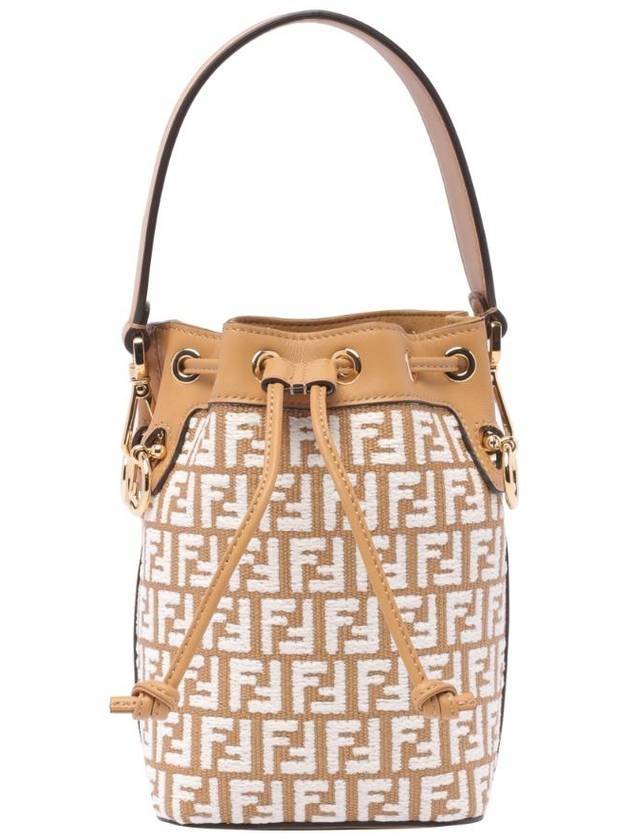 Fendi Mon Tresor Raffia Small Bucket Bag White