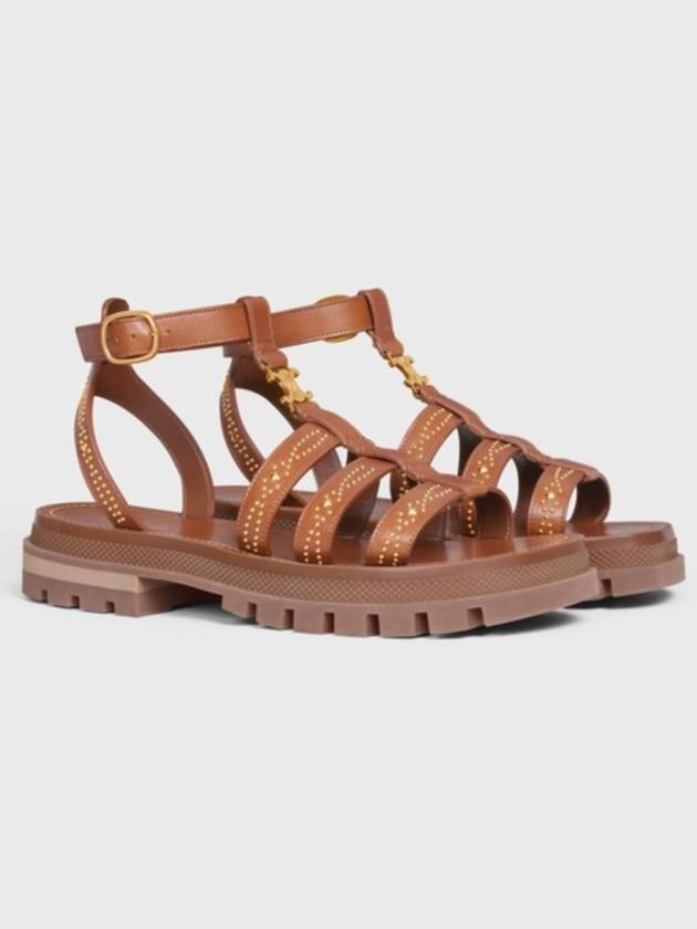 CELINE a Triomphe Gladiator Chunky Sandals Tan