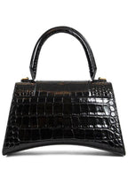 Balenciaga Hourglass Crocodile Emboss Small Tote Bag Black