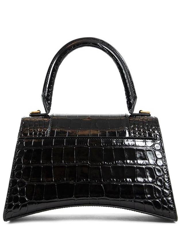 Balenciaga Hourglass Crocodile Emboss Small Tote Bag Black