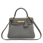Hermes 28cm Gris Etoupe Togo Kelly w/ Gold Hardware