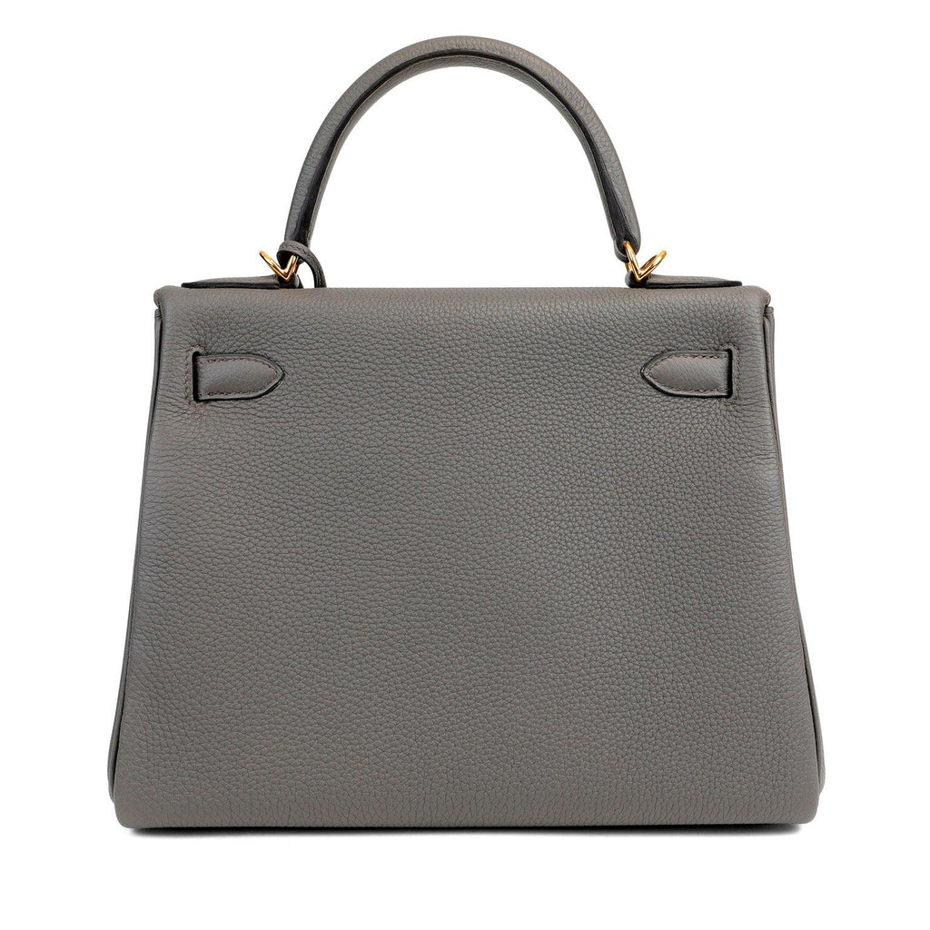 Hermes 28cm Gris Etoupe Togo Kelly w/ Gold Hardware