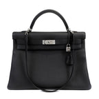 Hermes 40cm Black Togo Kelly w/ Palladium Hardware
