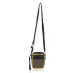 Fendi Brown Zucca & Black Leather Messenger Bag