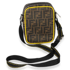Fendi Brown Zucca & Black Leather Messenger Bag