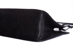 Fendi Vintage Black Leather Embossed Flower Handle Bag
