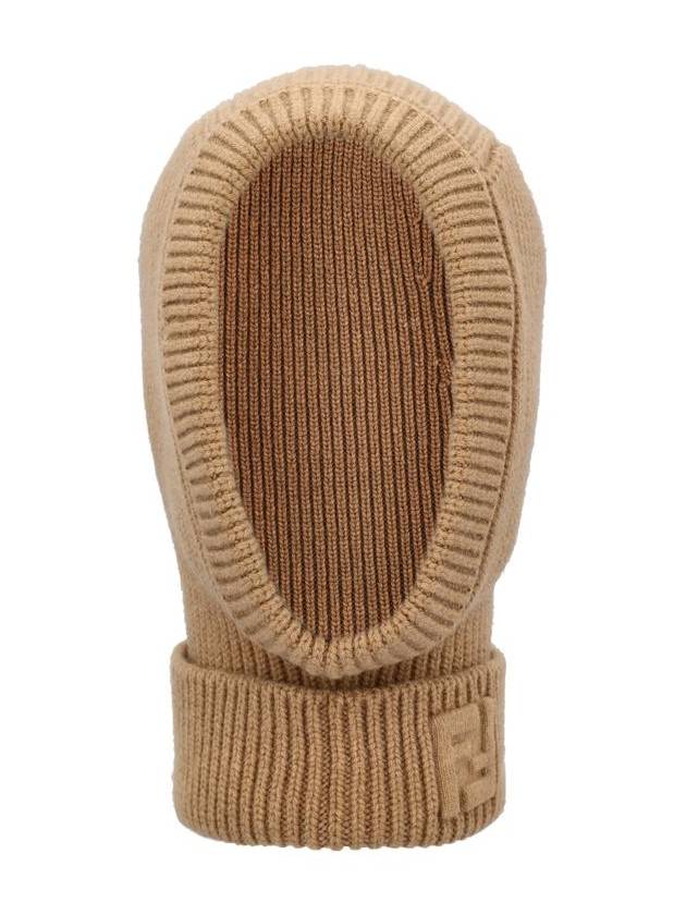 Fendi FF Logo Wool Balaclava Beige