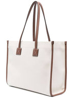 Burberry Freya Small Canvas Leather Tote Bag Natural Tan
