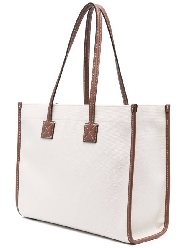 Burberry Freya Small Canvas Leather Tote Bag Natural Tan