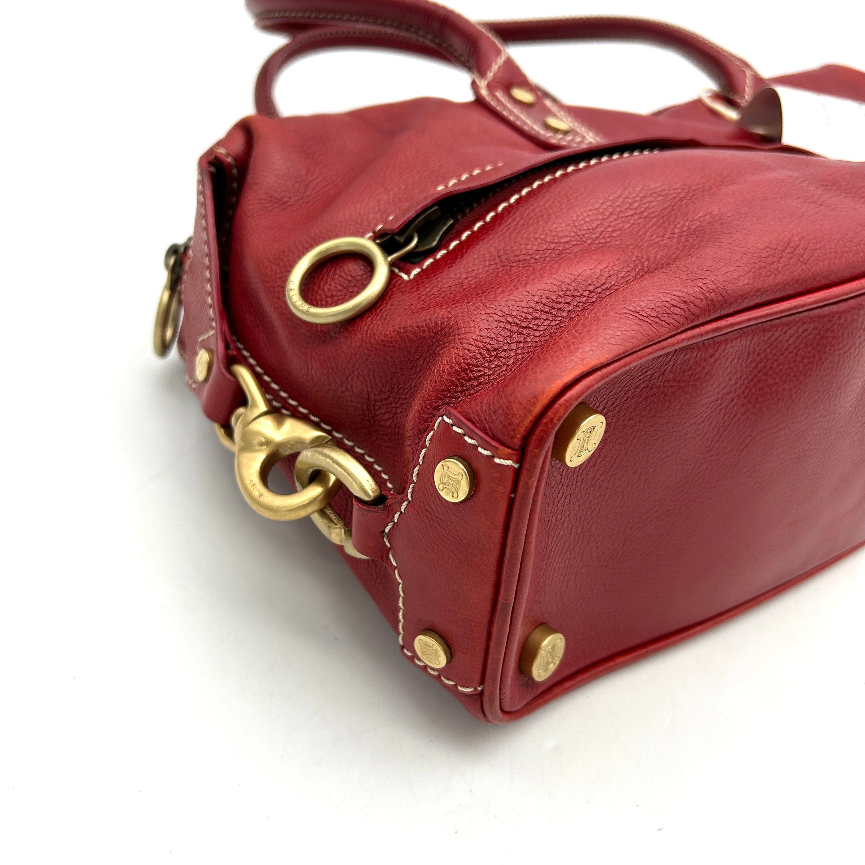 Celine | Bags | Celine Red Shoulder Bag In Red Contrast Stitching ITR2HEMBIZFS
