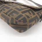 FENDI Zucca Mamma Baguette Canvas Leather Bag Brown Black 26424