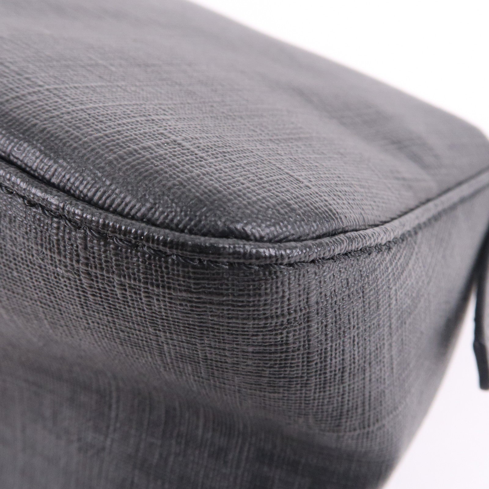 FENDI Zucchino Mamma Baguette PVC Leather Hand Bag Black 8BR180