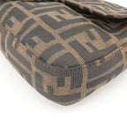 FENDI Zucca Mamma Baguette Canvas Leather Bag Brown Black 26424