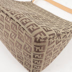 FENDI Mamma Baguette Zucchino Leather Shoulder Bag Beige 8BR001