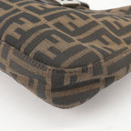 FENDI Zucca Canvas Leather Shoulder Bag Brown Black 26569