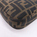 FENDI Mamma Baguette Zucca Canvas Leather Bag Brown 26424