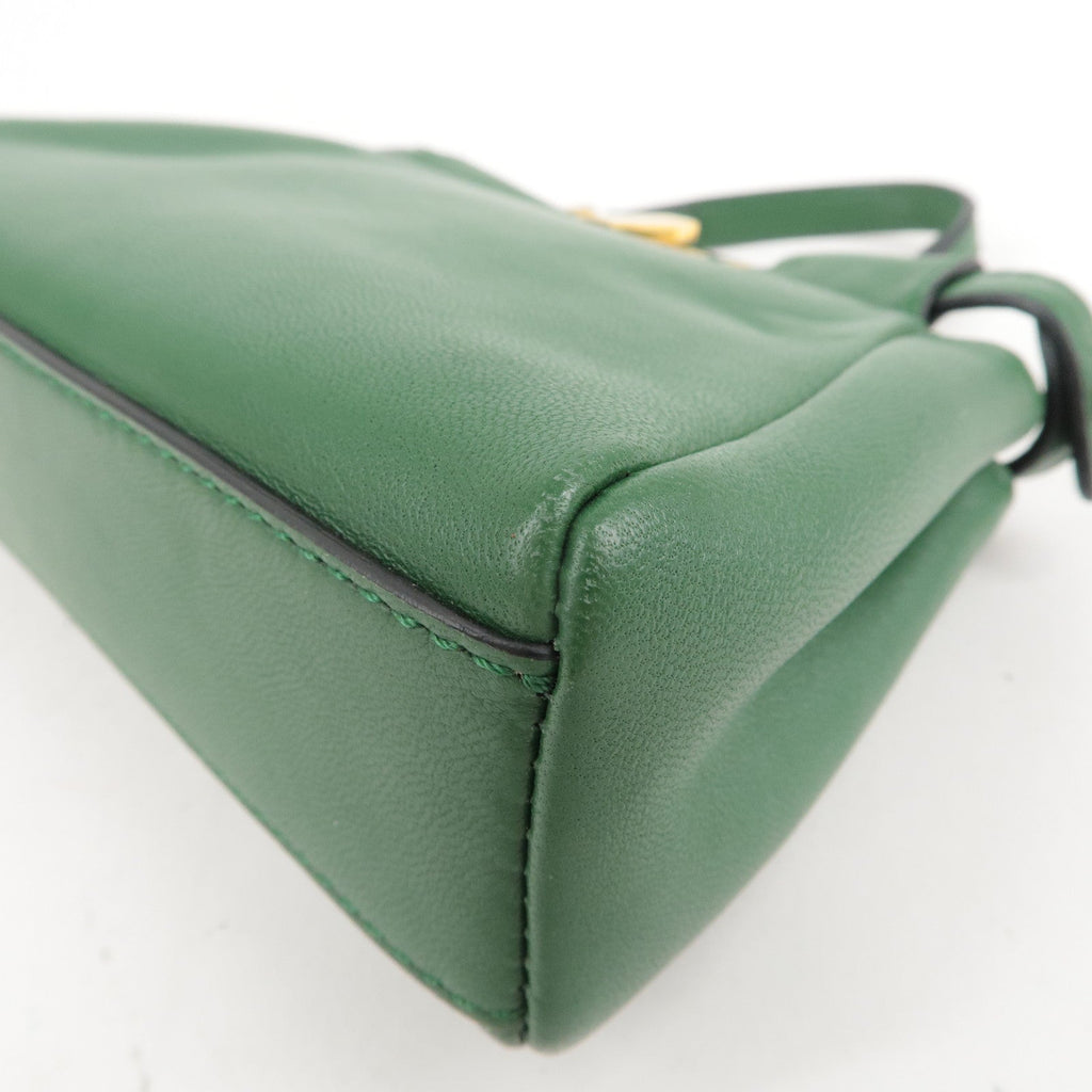 FENDI Micro Peekaboo Leather 2Way Bag Hand Bag Green 8M0355
