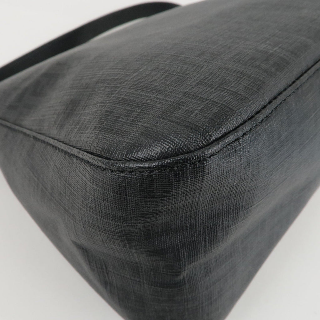 FENDI Zucchino Mamma Baguette PVC Leather Bag Black 8BR001