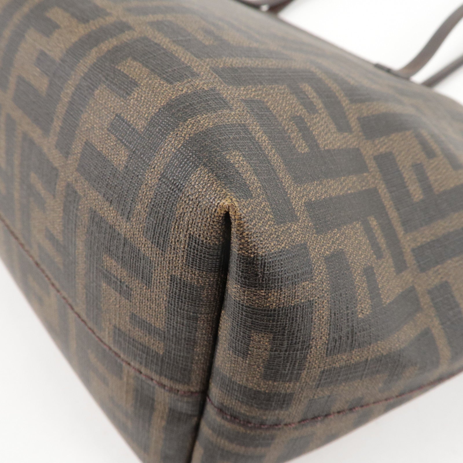 FENDI Zucca Logo Print PVC Leather Tote Bag Brown 8BH198