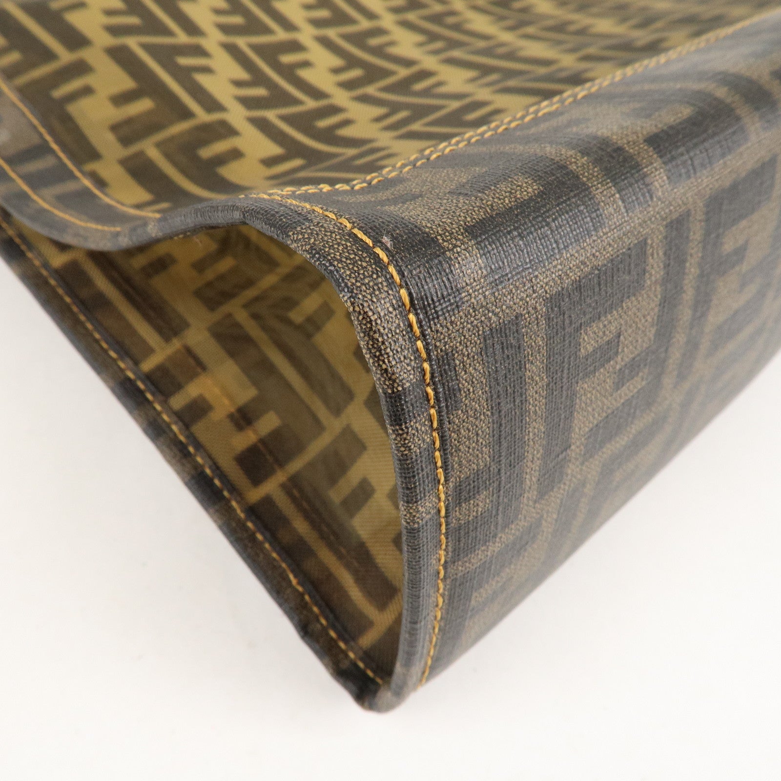 FENDI Zucca Mesh PVC Tote Bag Brown Black 8BH184