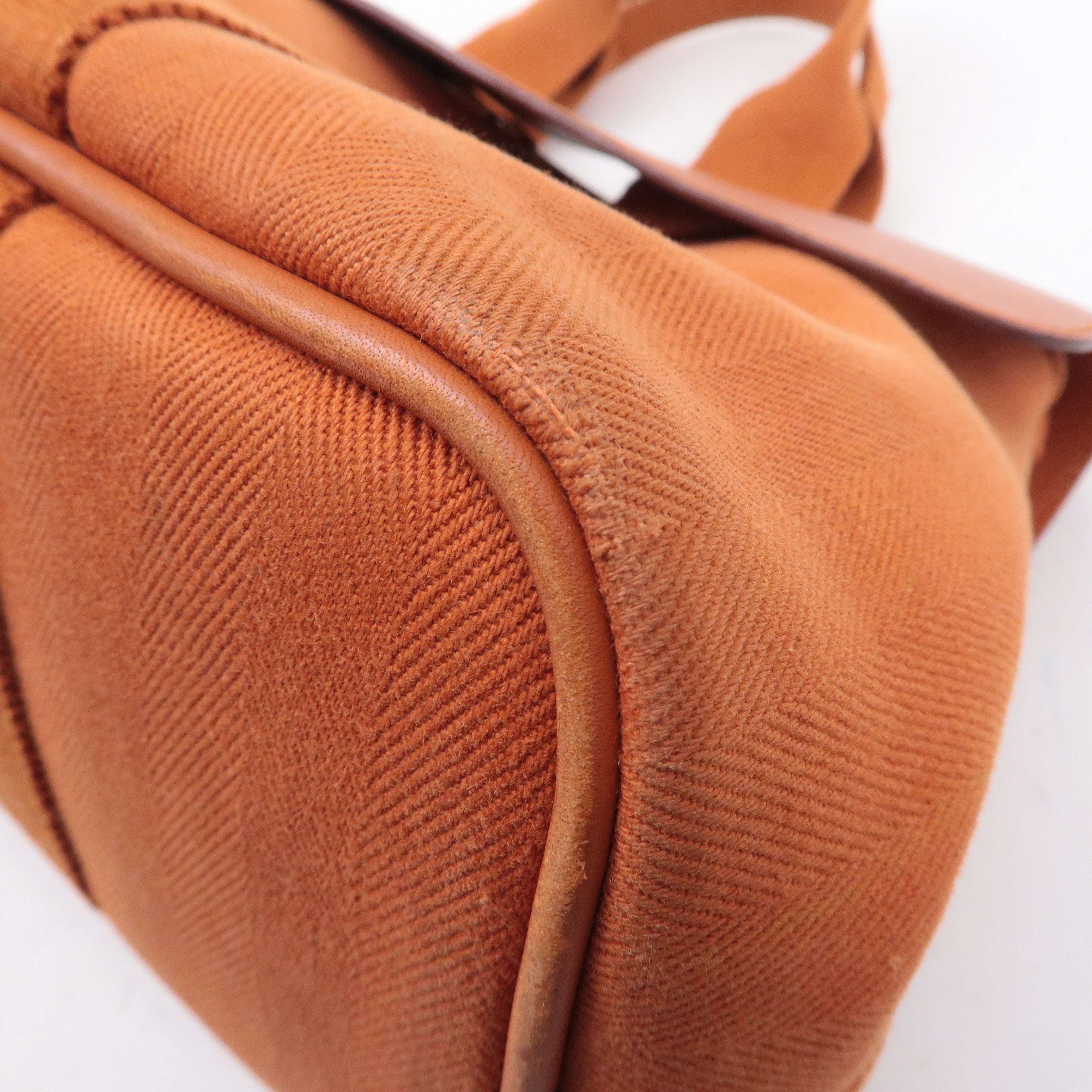 HERMES Toile Chevrons Leather Valparaiso PM Bag I Stamp Orange