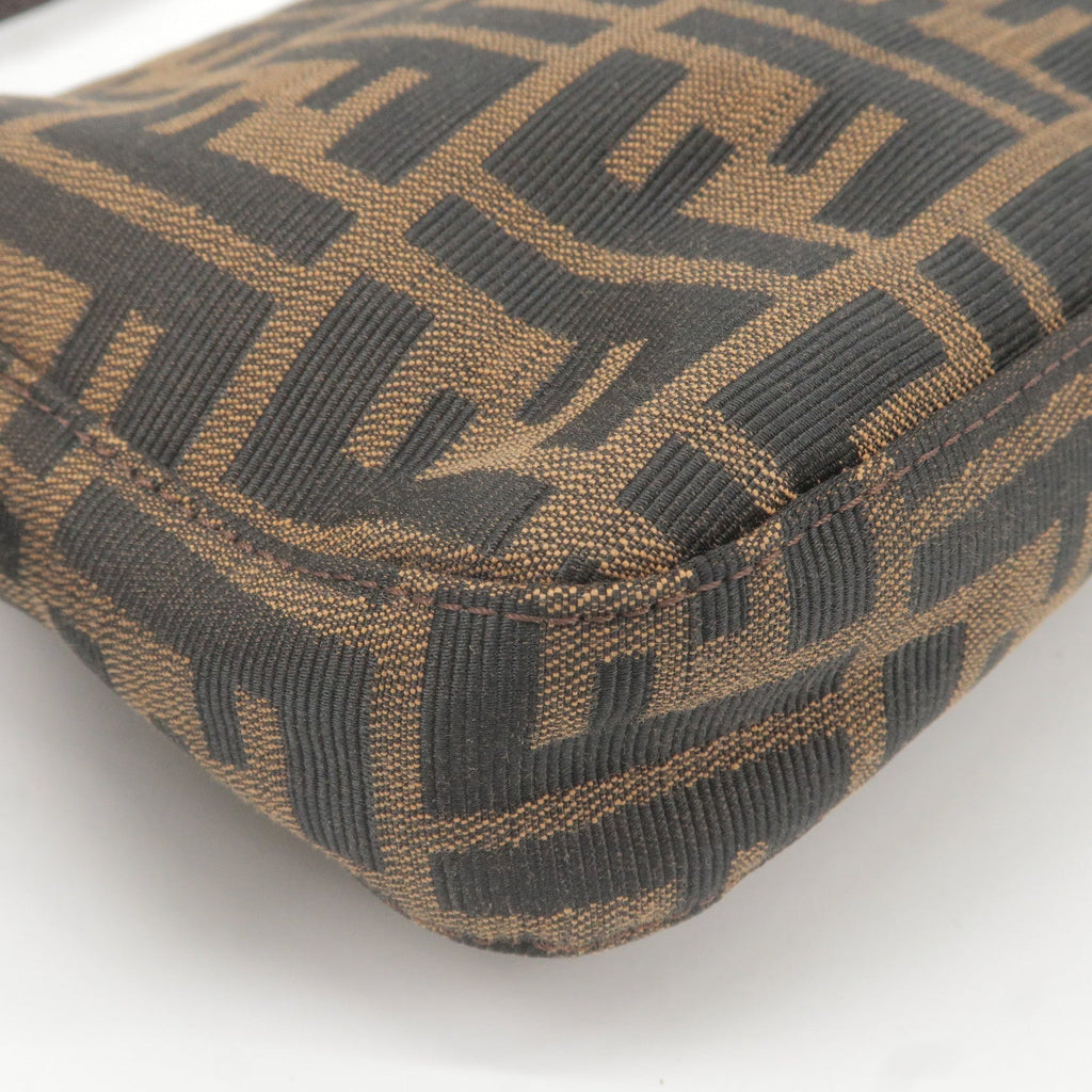 FENDI Zucca Mamma Baguette Canvas Leather Shoulder Bag 26424