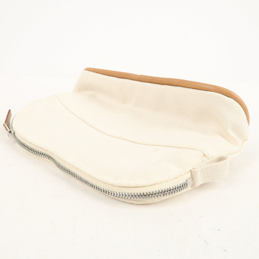 HERMES Set of 2 Bolide Pouch MM & Mini Canvas Leather Ivory Red