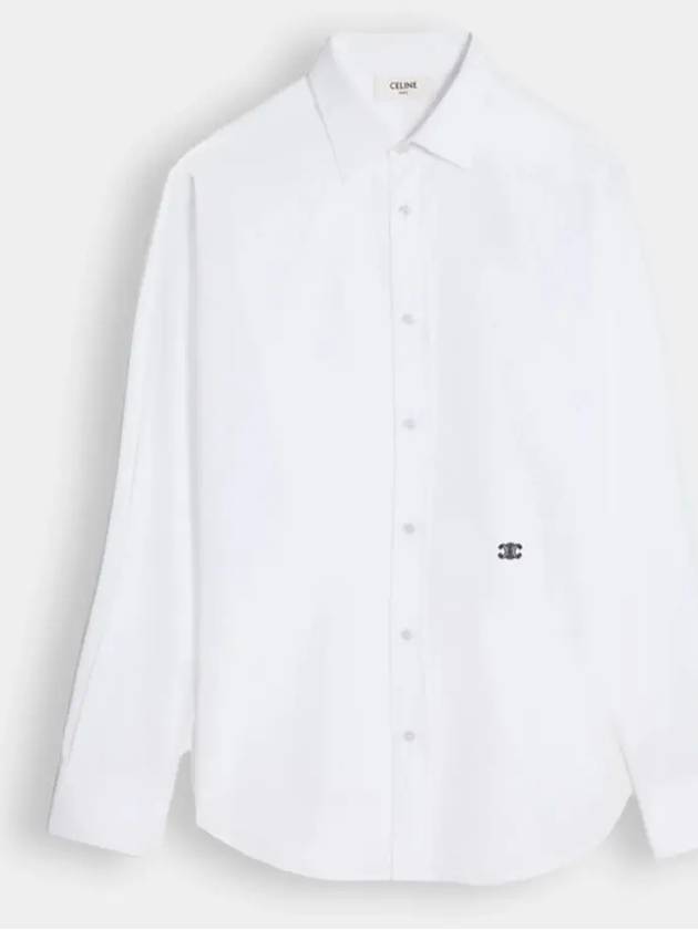 CELINE Triomphe Loose Long Sleeve Shirt White