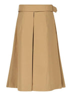 Burberry Belted Double Button A-Line Skirt Brown
