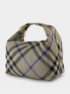 Burberry Peg Duffel Check Medium Tote Bag Lichen