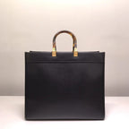 Fendi Sunshine Leather Shopper Tote Bag Black