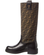 Fendi Filo Ff Jacquard Canvas & Leather Knee-High Boot