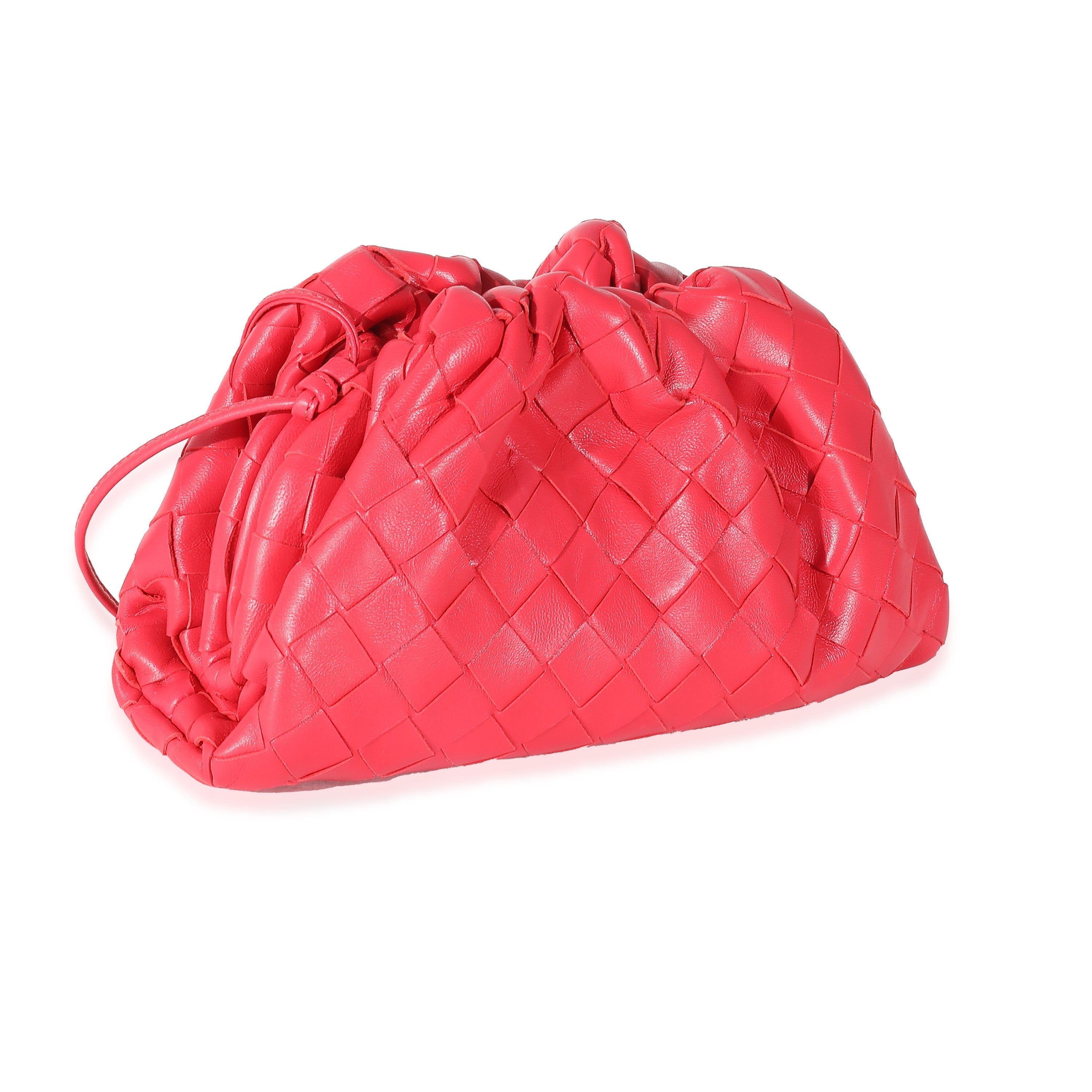 BOTTEGA VENETA Raspberry Intrecciato Lambskin Mini Pouch