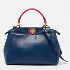 Fendi Blue/pink Leather Mini Peekaboo Top Handle Bag