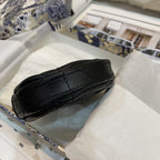 DIOR DETACHABLE CARO ROUND COIN PURSE BLACK CANNAGE CALFSKIN