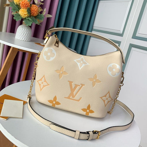 Louis Vuitton MARSHMALLOW HOBO CREAM SAFFRON GRAINED COWHIDE LEATHER
