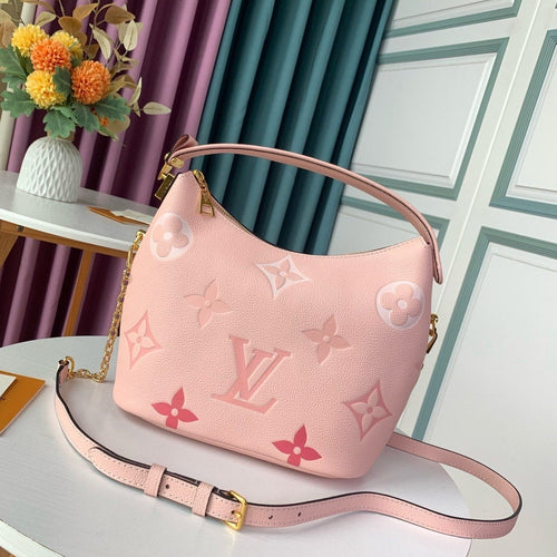 Louis Vuitton MASHMALLOW HOBO BAG BOUTON DE ROSE PINK GRAINED COWHIDE LEATHER