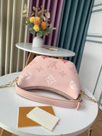 Louis Vuitton MASHMALLOW HOBO BAG BOUTON DE ROSE PINK GRAINED COWHIDE LEATHER