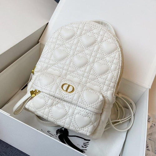 DIOR SMALL BACKPACK WHITE CANNAGE LAMBSKIN
