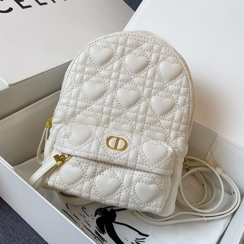 DIOR SMALL BACKPACK WHITE CANNAGE LAMBSKIN