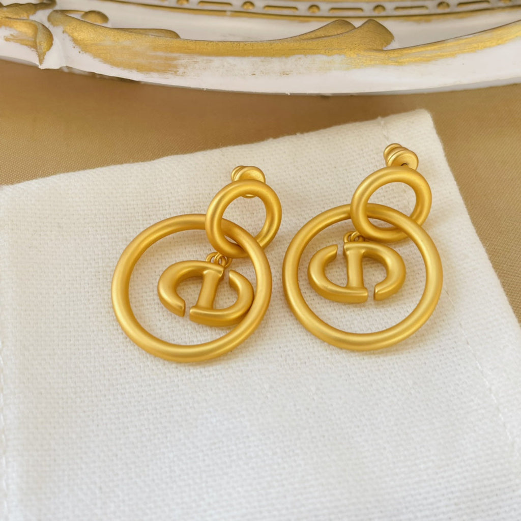 DIOR NAVY EARRINGS GOLD