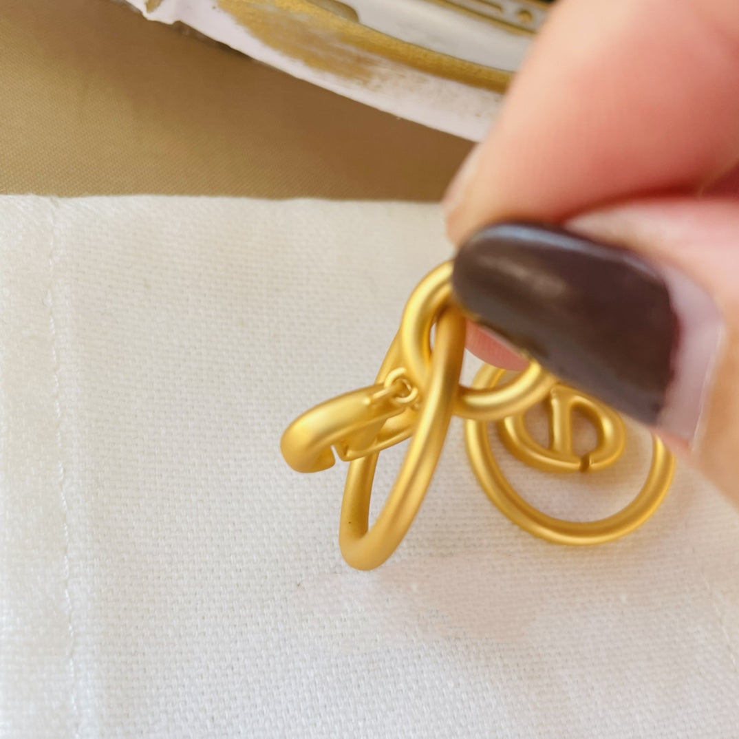 DIOR NAVY EARRINGS GOLD