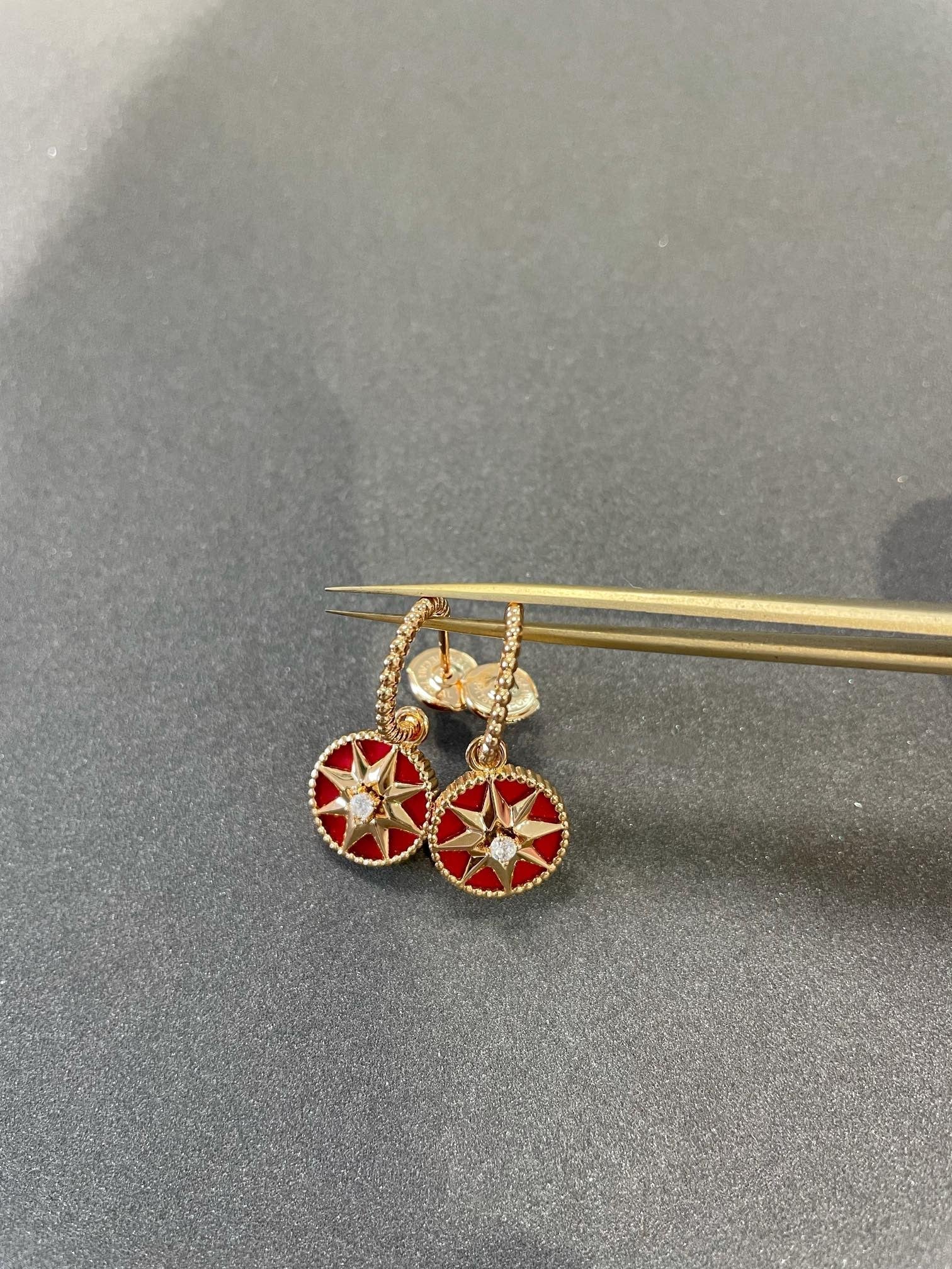 DIOR LUCKY STAR PINK GOLD CARNELIAN EARRINGS