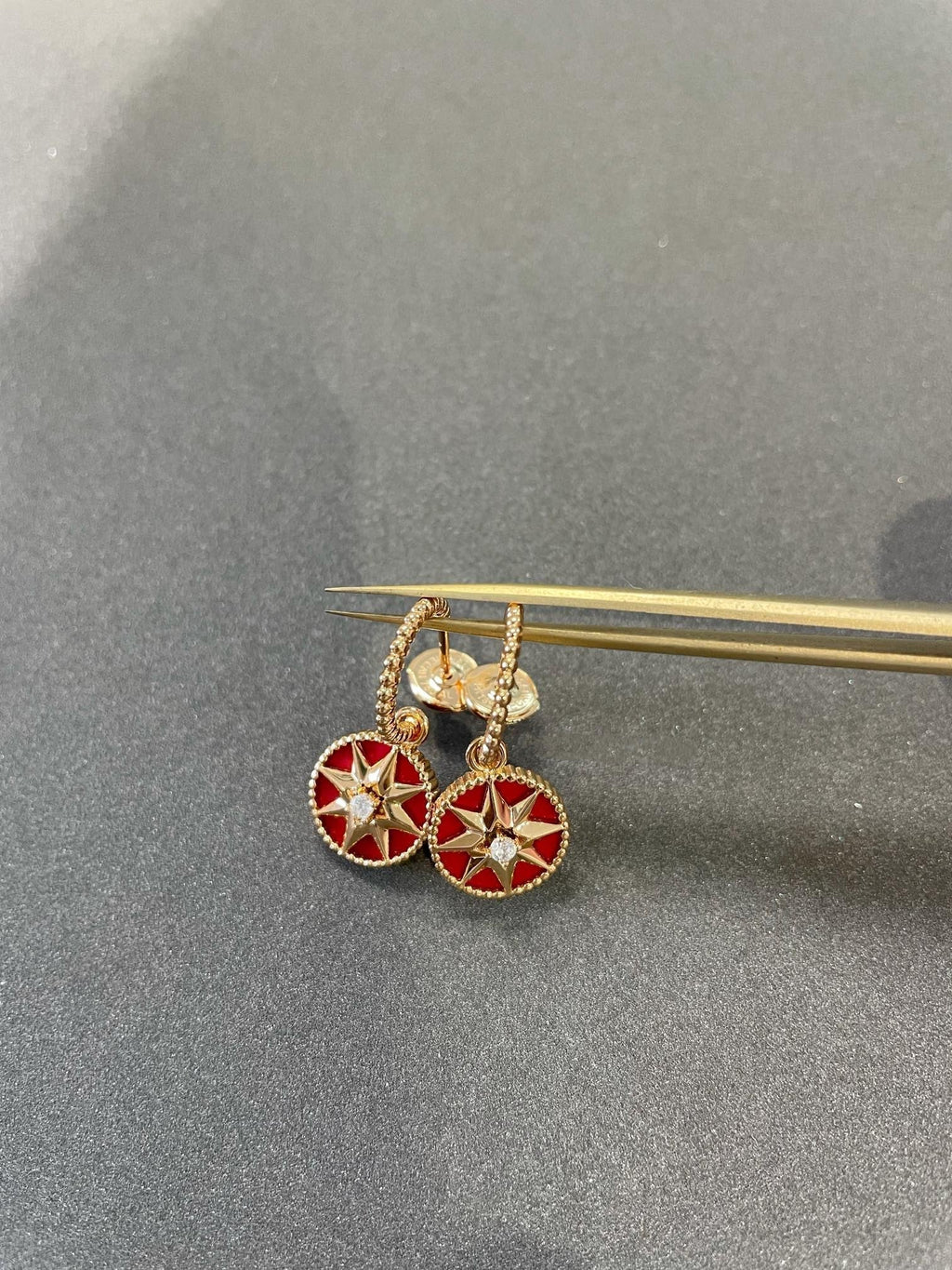 DIOR LUCKY STAR PINK GOLD CARNELIAN EARRINGS