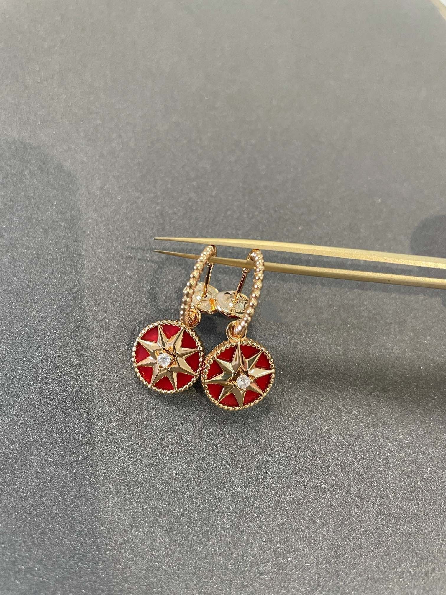 DIOR LUCKY STAR PINK GOLD CARNELIAN EARRINGS
