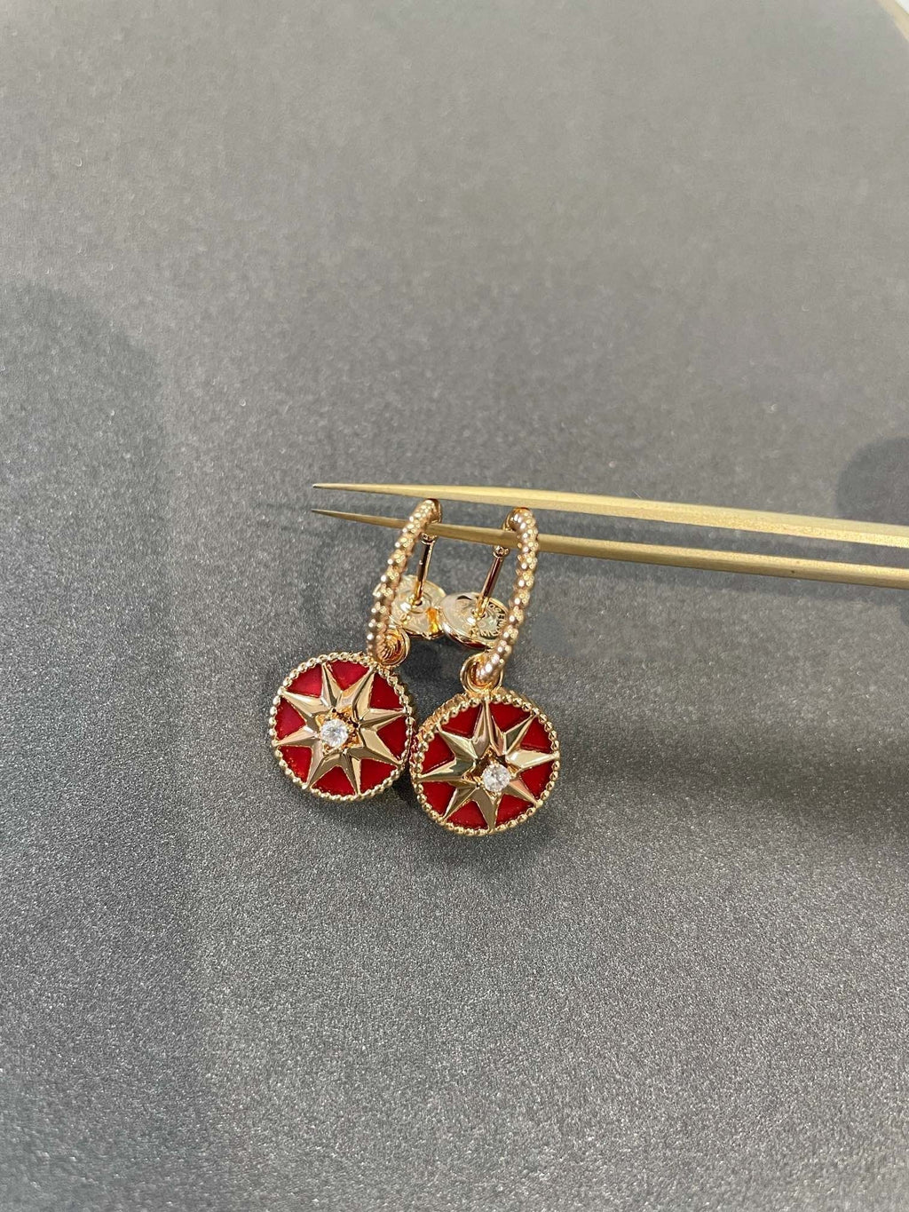 DIOR LUCKY STAR PINK GOLD CARNELIAN EARRINGS