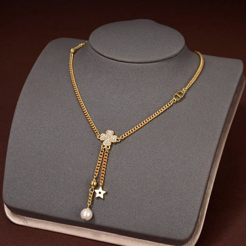 DIOR STAR AND BALL GOLD DIAMOND NECKLACE