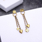 DIOR HEART CLOVER STAR EARRINGS GOLD